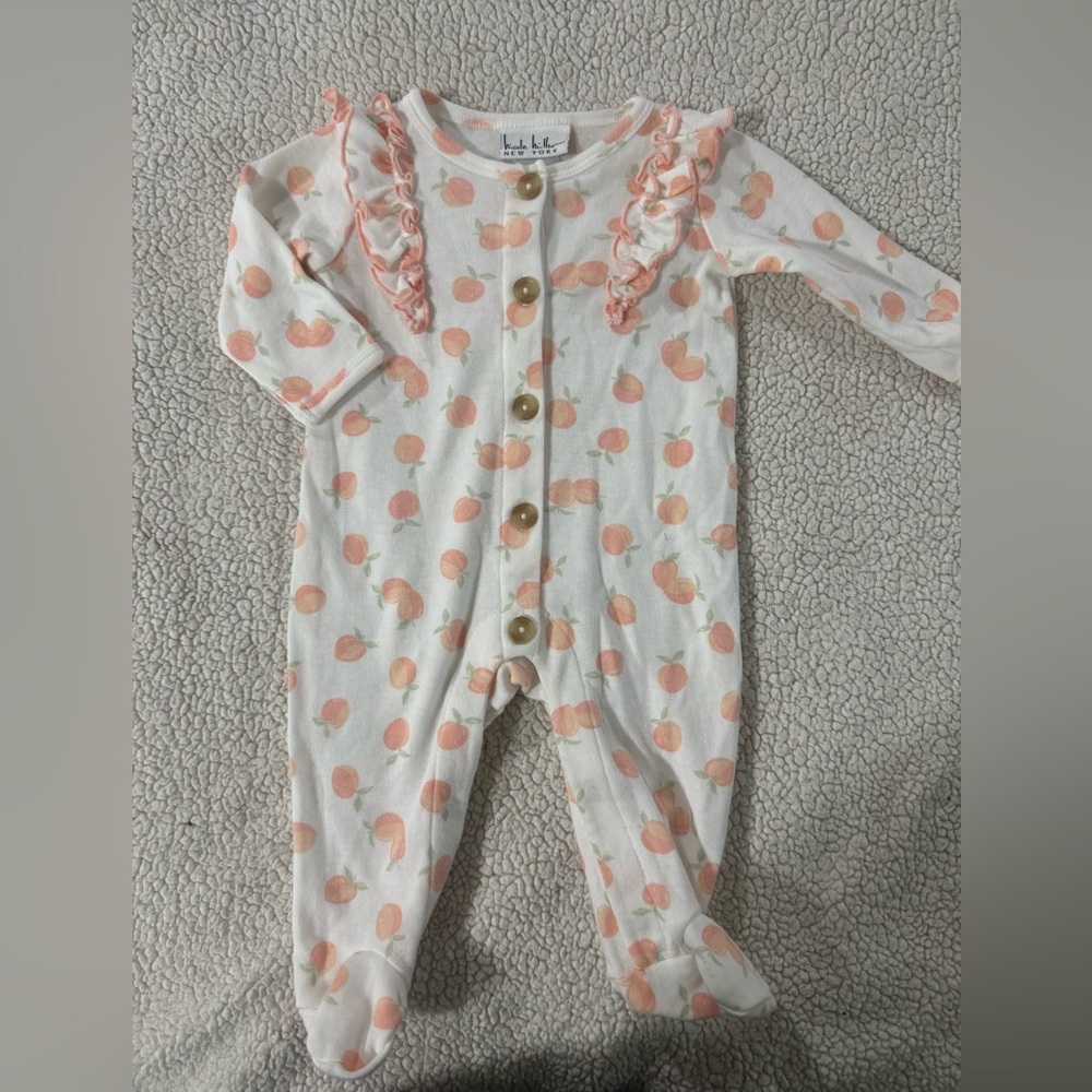 Nicole Miller Cream Footed One-Piece with Peach Print